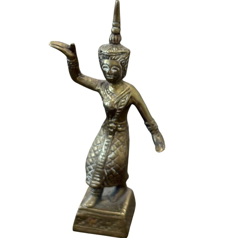 Handcrafted Brass Thai Dancer Statue - Small Decorative Figurine